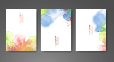 Suluboya geçmişi olan kartlar. Kapak için tasarım, tarih, kartpostal, afiş, logo.