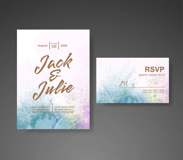 stock vector Wedding invitation with abstract watercolor background