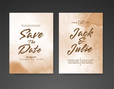 Soyut suluboya arkaplan içeren düğün davetiyesi