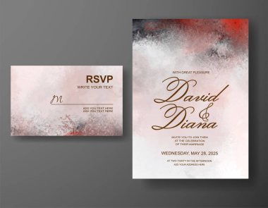 Wedding invitation with abstract watercolor background clipart