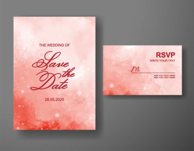 Soyut suluboya arkaplan içeren düğün davetiyesi