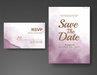 Wedding invitation with abstract watercolor background clipart