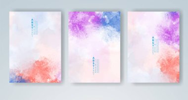 Yumuşak, parlak suluboya arka plan seti. Kapak için tasarım, tarih, kartpostal, afiş, logo.