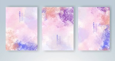 Yumuşak, parlak suluboya arka plan seti. Kapak için tasarım, tarih, kartpostal, afiş, logo.