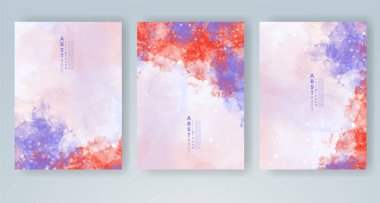 Yumuşak, parlak suluboya arka plan seti. Kapak için tasarım, tarih, kartpostal, afiş, logo.