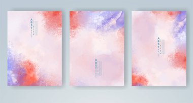 Yumuşak, parlak suluboya arka plan seti. Kapak için tasarım, tarih, kartpostal, afiş, logo.