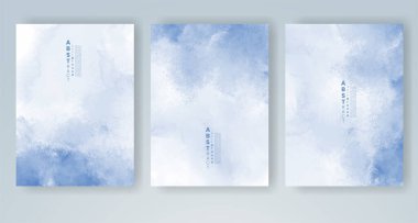 Yumuşak, parlak suluboya arka plan seti. Kapak için tasarım, tarih, kartpostal, afiş, logo.