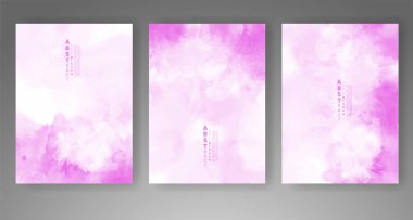 Yumuşak, parlak suluboya arka plan seti. Kapak için tasarım, tarih, kartpostal, afiş, logo.