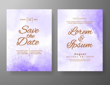 Soyut suluboya arkaplan içeren düğün davetiyesi