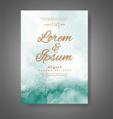 Soyut suluboya arkaplan içeren düğün davetiyesi