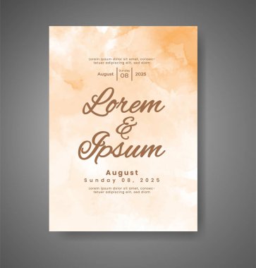 Soyut suluboya arkaplan içeren düğün davetiyesi