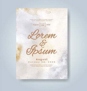 Soyut suluboya arkaplan içeren düğün davetiyesi
