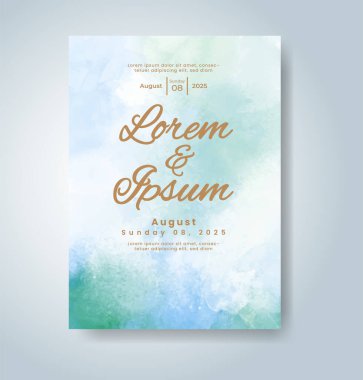 Soyut suluboya arkaplan içeren düğün davetiyesi