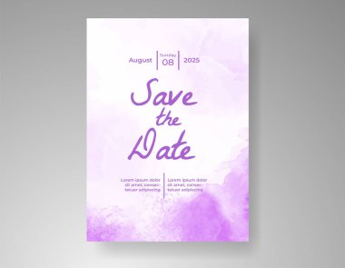 Soyut suluboya arkaplan içeren düğün davetiyesi