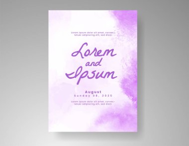 Soyut suluboya arkaplan içeren düğün davetiyesi