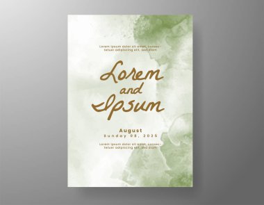 Soyut suluboya arkaplan içeren düğün davetiyesi