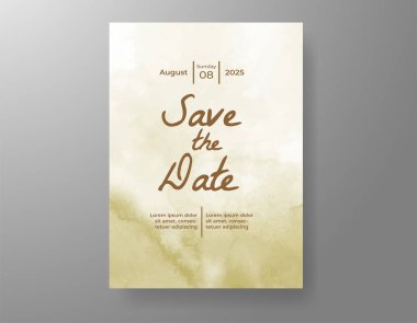 Soyut suluboya arkaplan içeren düğün davetiyesi