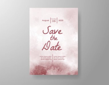 Soyut suluboya arkaplan içeren düğün davetiyesi