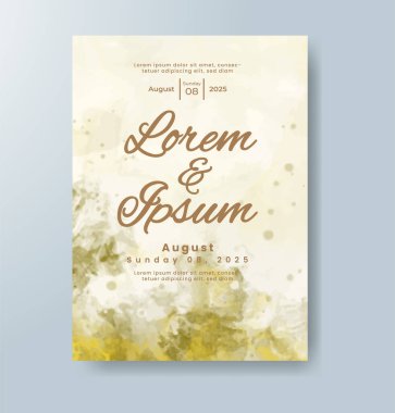 Soyut suluboya arkaplan içeren düğün davetiyesi