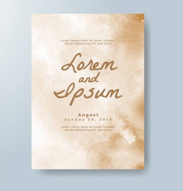 Suluboya Minimal Kart. Klasik Vektör Tasarım Kartları. Düğün Soyut Davetiye Sanat Şablonu. Broşür ve Kapak Tasarımı için Yaratıcı Resimler. Asgari Suluboya Sanatı.