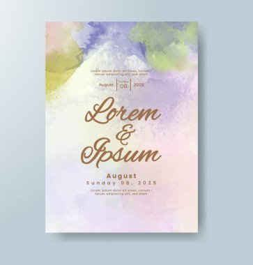 Suluboya Minimal Kart. Klasik Vektör Tasarım Kartları. Düğün Soyut Davetiye Sanat Şablonu. Broşür ve Kapak Tasarımı için Yaratıcı Resimler. Asgari Suluboya Sanatı.