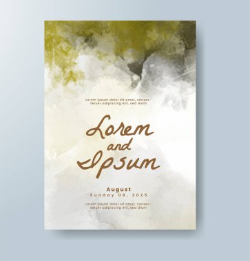 Suluboya Minimal Kart. Klasik Vektör Tasarım Kartları. Düğün Soyut Davetiye Sanat Şablonu. Broşür ve Kapak Tasarımı için Yaratıcı Resimler. Asgari Suluboya Sanatı.