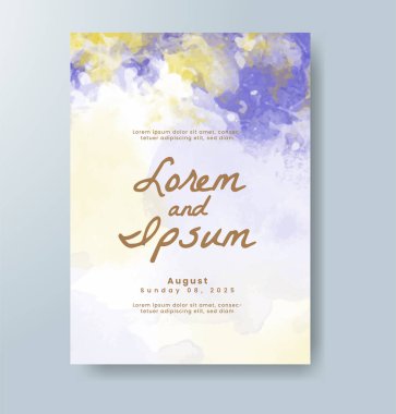 Suluboya Minimal Kart. Klasik Vektör Tasarım Kartları. Düğün Soyut Davetiye Sanat Şablonu. Broşür ve Kapak Tasarımı için Yaratıcı Resimler. Asgari Suluboya Sanatı.