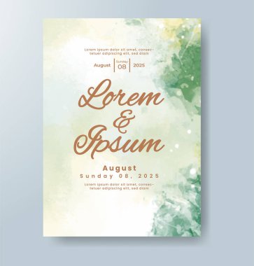 Suluboya Minimal Kart. Klasik Vektör Tasarım Kartları. Düğün Soyut Davetiye Sanat Şablonu. Broşür ve Kapak Tasarımı için Yaratıcı Resimler. Asgari Suluboya Sanatı.