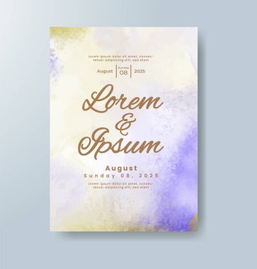 Suluboya Minimal Kart. Klasik Vektör Tasarım Kartları. Düğün Soyut Davetiye Sanat Şablonu. Broşür ve Kapak Tasarımı için Yaratıcı Resimler. Asgari Suluboya Sanatı.