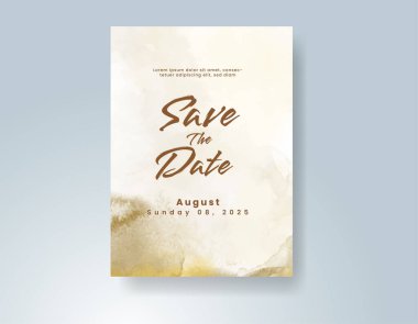 Soyut suluboya arkaplan içeren düğün davetiyesi