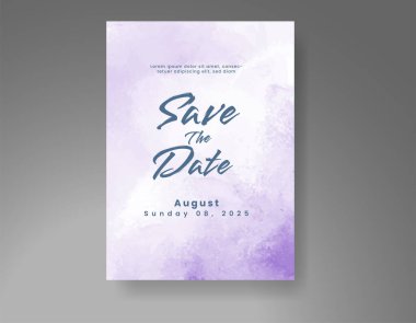 Soyut suluboya arkaplan içeren düğün davetiyesi