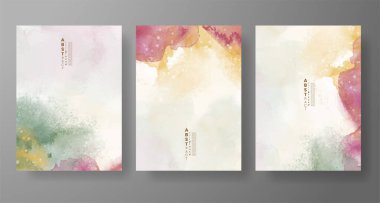 Suluboya Minimal Kart. Klasik Vektör Tasarım Kartları. Düğün Soyut Davetiye Sanat Şablonu. Broşür ve Kapak Tasarımı için Yaratıcı Resimler. Asgari Suluboya Sanatı.