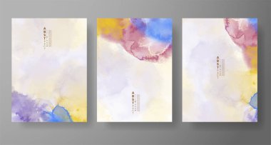 Suluboya Minimal Kart. Klasik Vektör Tasarım Kartları. Düğün Soyut Davetiye Sanat Şablonu. Broşür ve Kapak Tasarımı için Yaratıcı Resimler. Asgari Suluboya Sanatı.