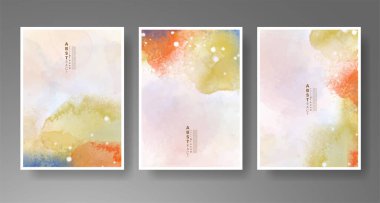 Parlak renkli vektör suluboya arkaplanlı kartlar. Randevunuz, kartpostalınız, afişiniz için tasarım.