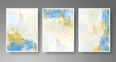 Parlak renkli vektör suluboya arkaplanlı kartlar. Randevunuz, kartpostalınız, afişiniz için tasarım.