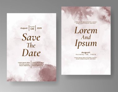 Elle boyanmış suluboya düğün davetiyesi şablonu