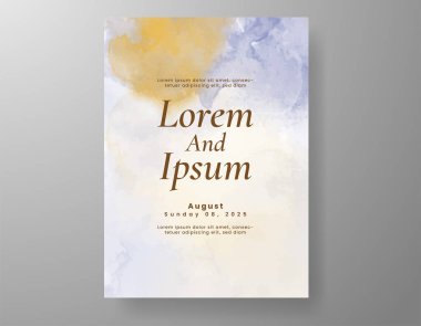 Elle boyanmış suluboya düğün davetiyesi şablonu