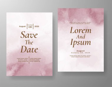 Elle boyanmış suluboya düğün davetiyesi şablonu