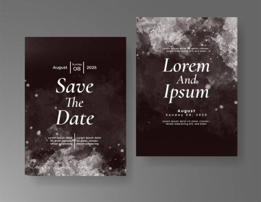 Elle boyanmış suluboya düğün davetiyesi şablonu