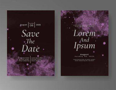 Elle boyanmış suluboya düğün davetiyesi şablonu