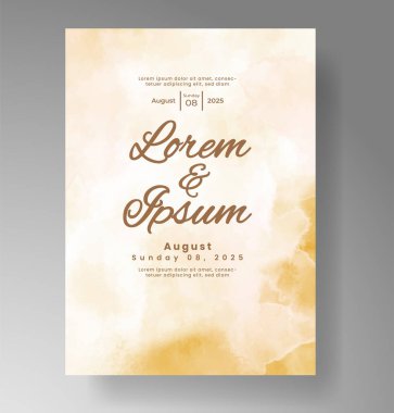 Elle boyanmış suluboya düğün davetiyesi şablonu