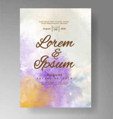 Elle boyanmış suluboya düğün davetiyesi şablonu