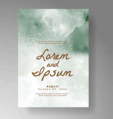 Elle boyanmış suluboya düğün davetiyesi şablonu