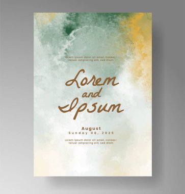 Elle boyanmış suluboya düğün davetiyesi şablonu