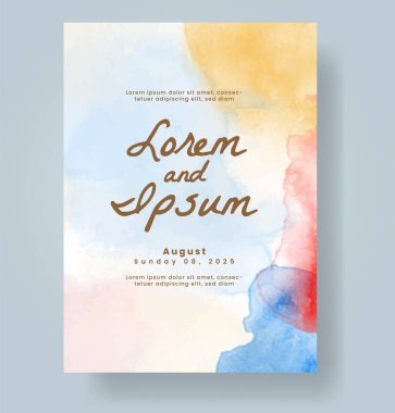 Elle boyanmış suluboya düğün davetiyesi şablonu