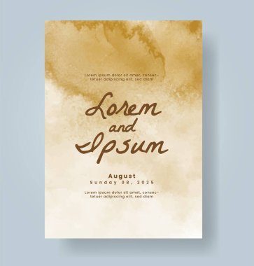 Elle boyanmış suluboya düğün davetiyesi şablonu