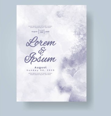 Elle boyanmış suluboya düğün davetiyesi şablonu