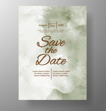 Elle boyanmış suluboya düğün davetiyesi şablonu