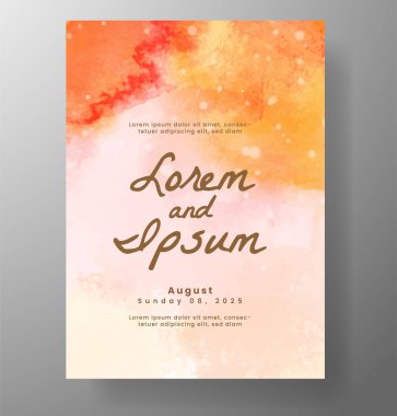 Elle boyanmış suluboya düğün davetiyesi şablonu