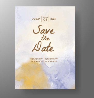 Elle boyanmış suluboya düğün davetiyesi şablonu